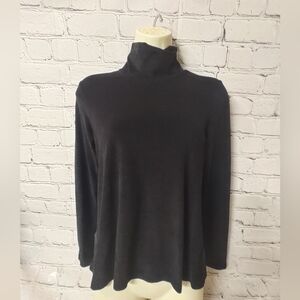 James Perse Turtleneck XS Black Long Sleeve Clarington Size 0 Velour Minimalist